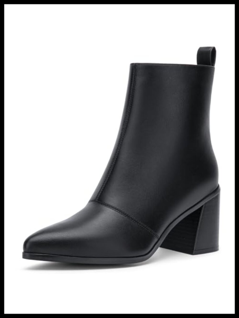 Women's Pointed Toe Ankle Chunky Block Heel Boots Back Zipper